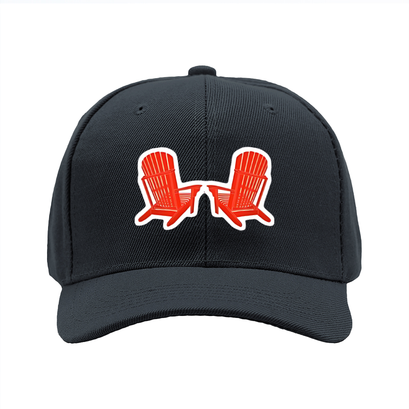 1pc New Baseball Cap with Red Adirondack Chair Print and Text Design Unisex Adjustable Hat for Outdoor Relaxation and Leisure Activities Suitable for Adults Who Love Nature and Casual Style