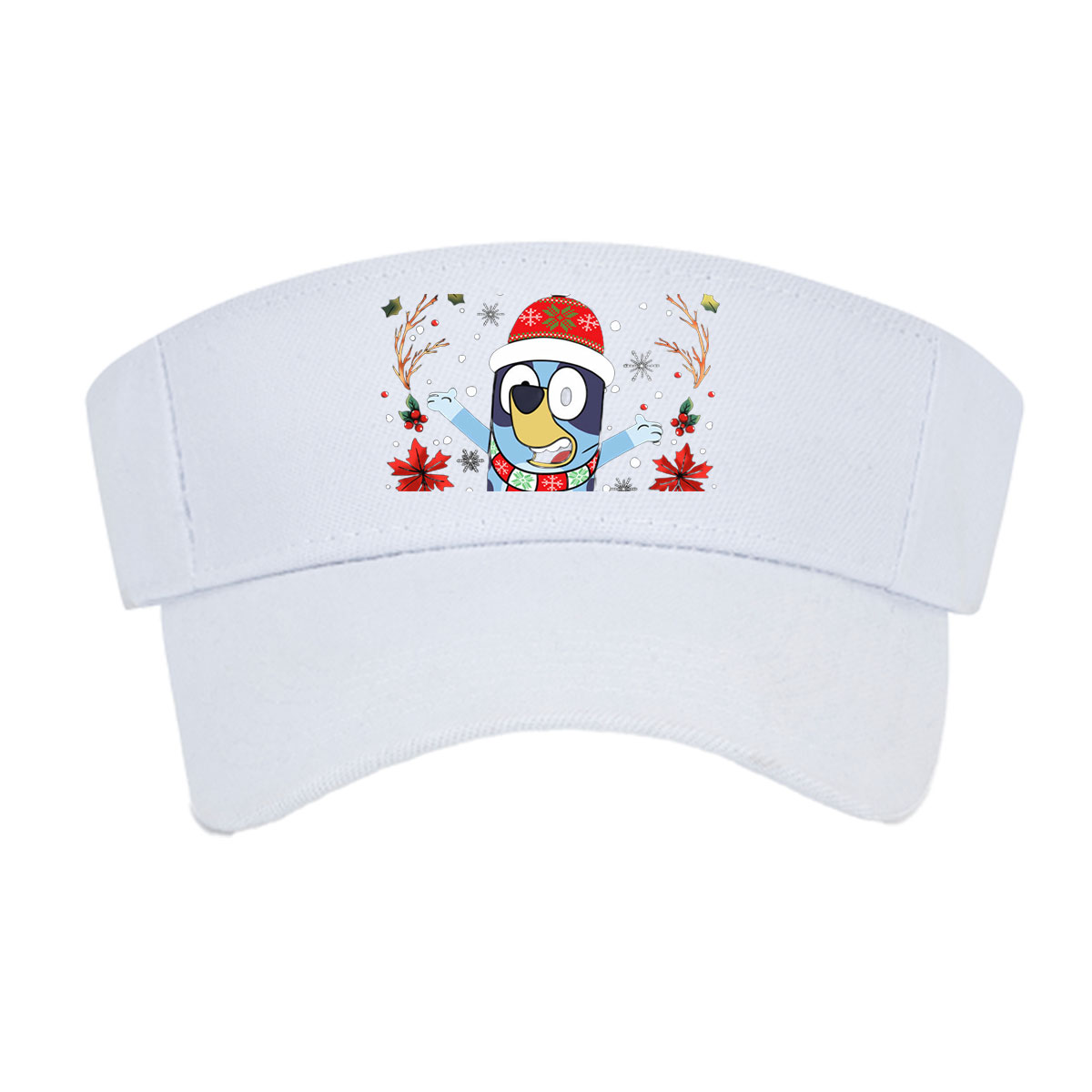 Bluey in Christmas Hat and Scarf, Festive Holiday Scene -  Visor cap