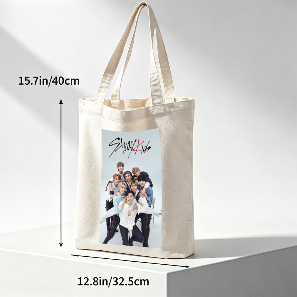 Stray Kids Group Photo - Members Posing Together in Casual Outfits on a Light Background - Canvas tote bags