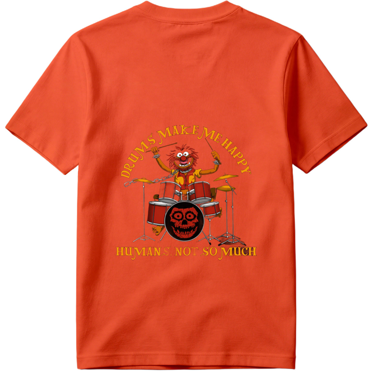 Animal from The Muppets Playing Drums with Skull Design - Tee