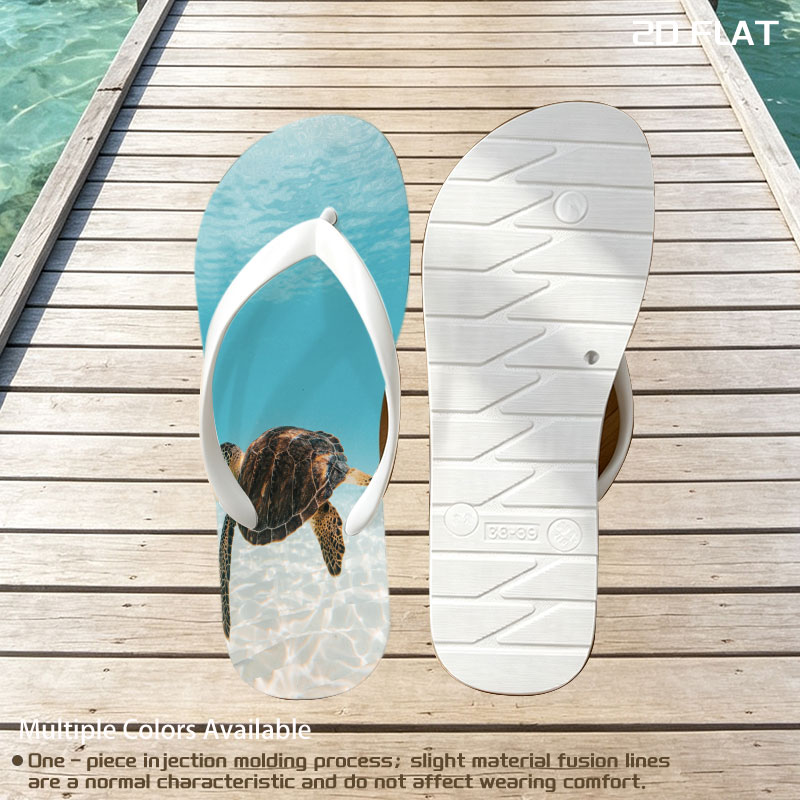 Sea Turtle Swimming in Clear Blue Water -  flip-flops