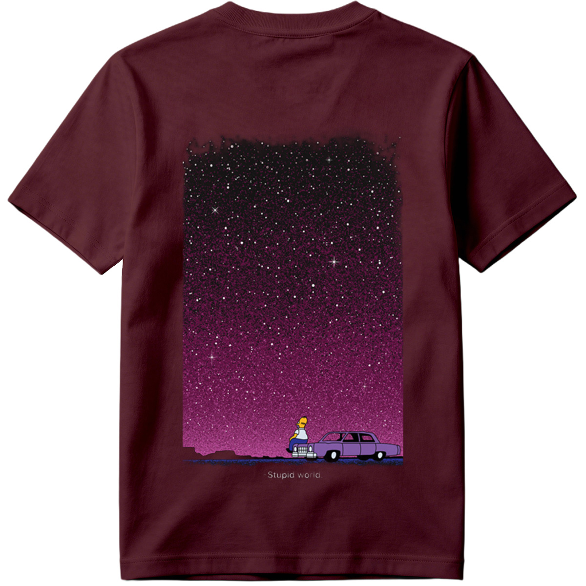 Homer Simpson Stares at the Stars in a Purple Sky - Tee
