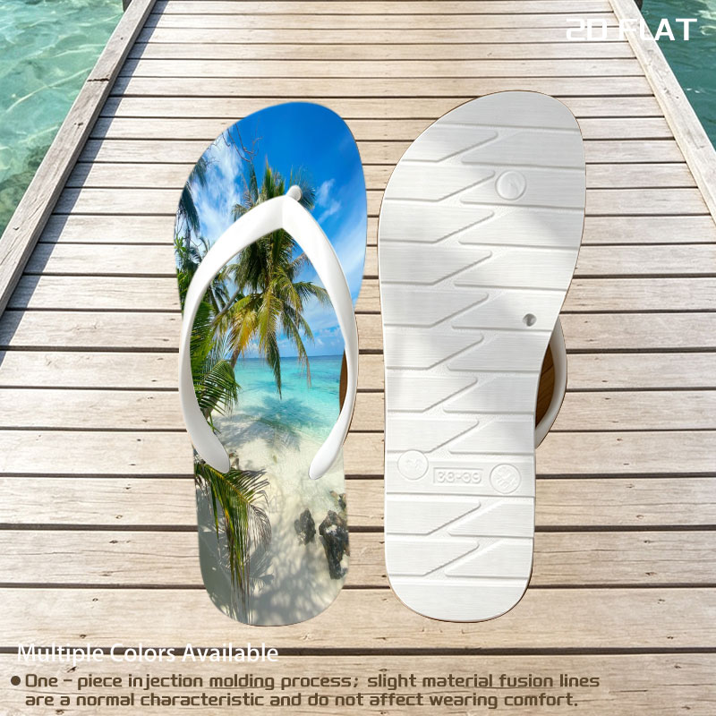 Tropical Beach with Palm Trees and Crystal Clear Water -  flip-flops