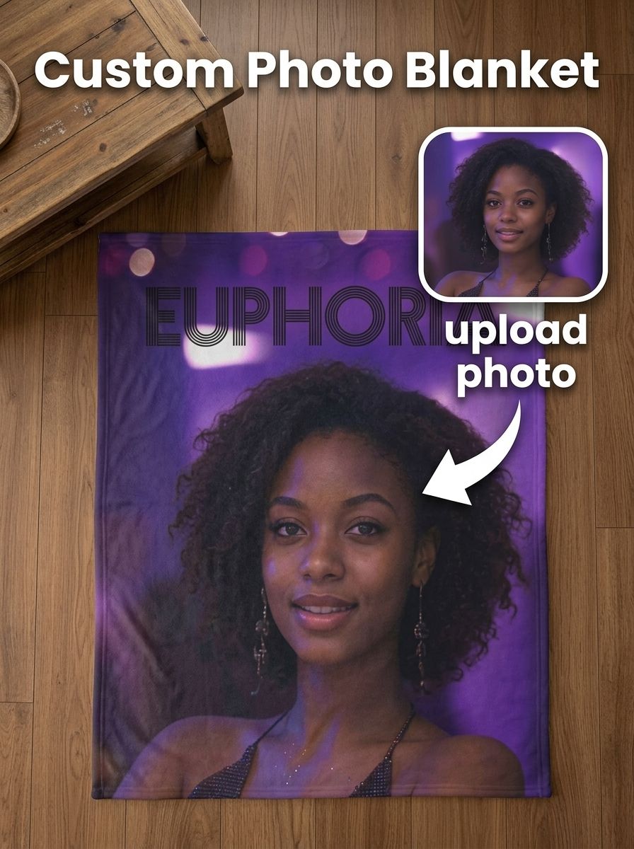 Custom Face Photo Blanket Personalized Flannel Fleece Throw Blanket Ideal Cozy Gift for Bed Sofa and Travel