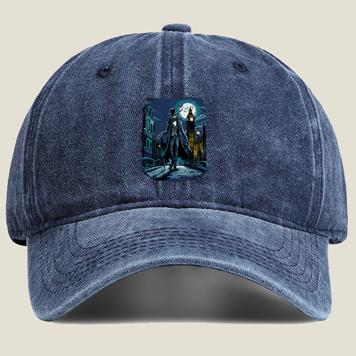 Jack Skellington in London - Washed Denim - Baseball Cap