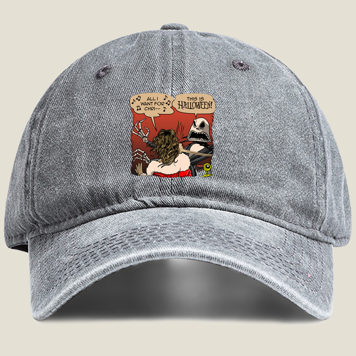 Jack Skellington and Sally - Halloween Surprise - Washed Denim - Baseball Cap