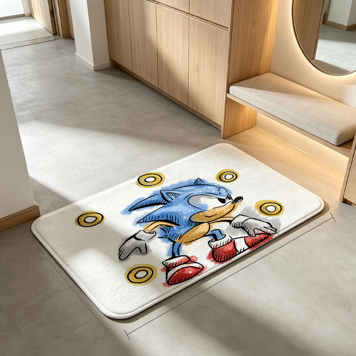 Sonic the Hedgehog Collecting Golden Rings - Flannel floor mat