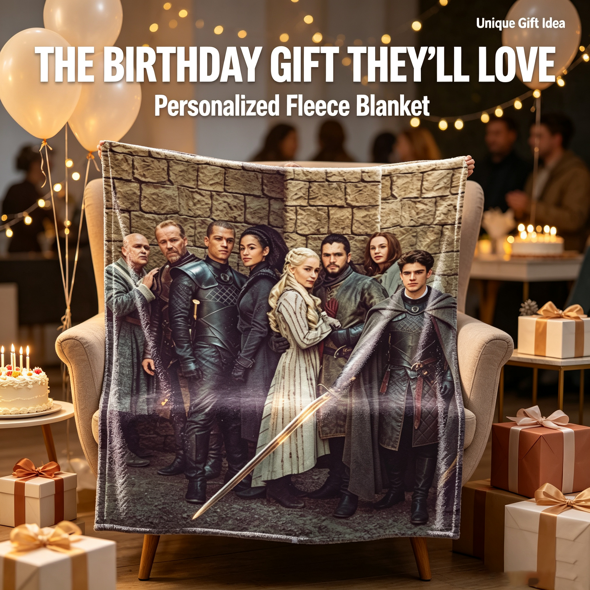 Custom Face Blanket Game of Thrones Characters Flannel Blanket for Couch or Bed Cozy Gift Idea for Fans