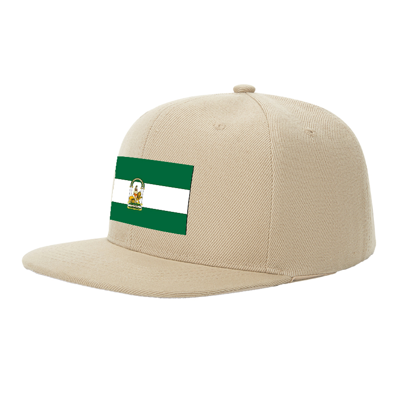 Flat Brim Baseball Cap Andalusia Emblem Design Streetwear Underground Skate Style Basketball Court Urban Skate Park Fit for Skaters Rappers Streetwear Enthusiasts