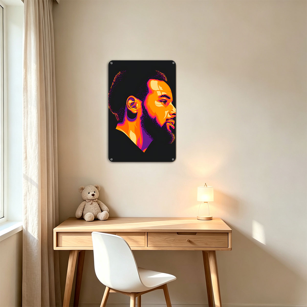 Vibrant Portrait of a Man in Profile with Bold Colors - painting