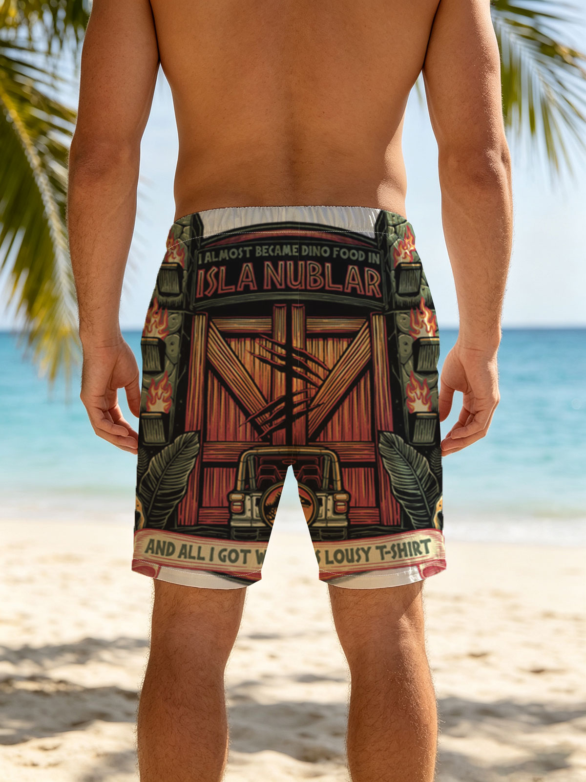 Jurassic Park: I Almost Became Dino Food in Isla Nublar – T-Shirt Design -  Beach shorts