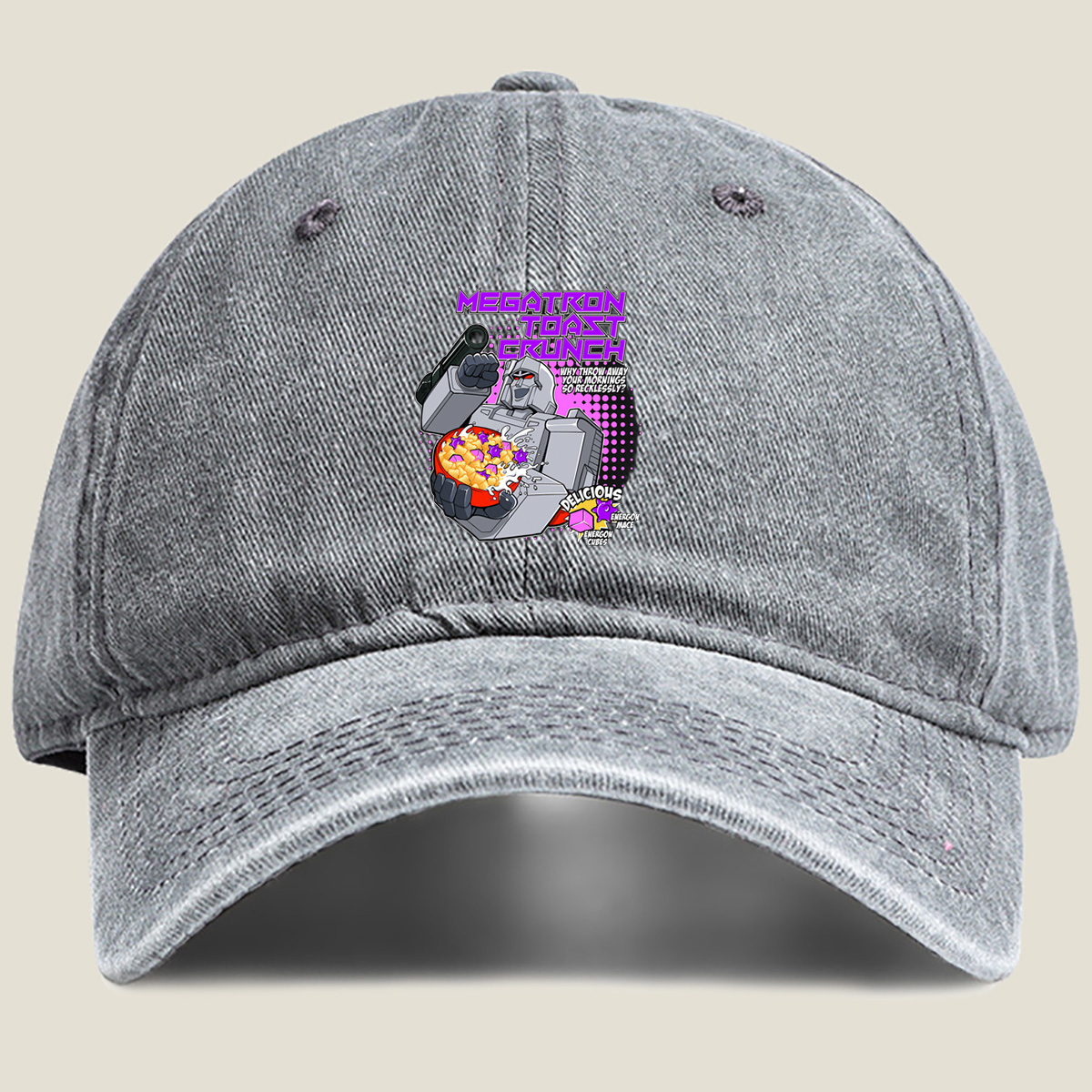Megatron Toast Crunch - Transformers Cereal Parody - Washed Denim - Baseball Cap