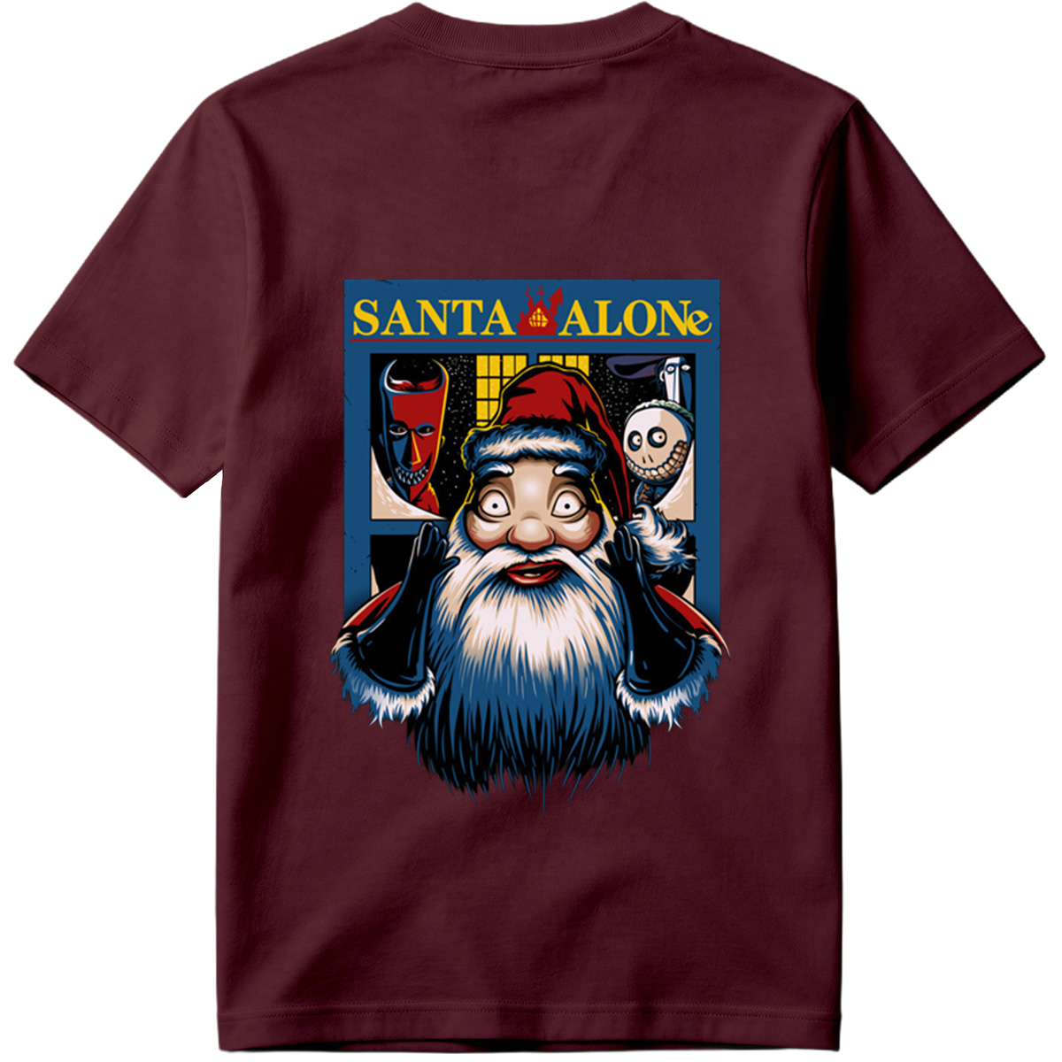 Santa Alone: Santa Claus, Jack Skellington, and Red Mask - Tee