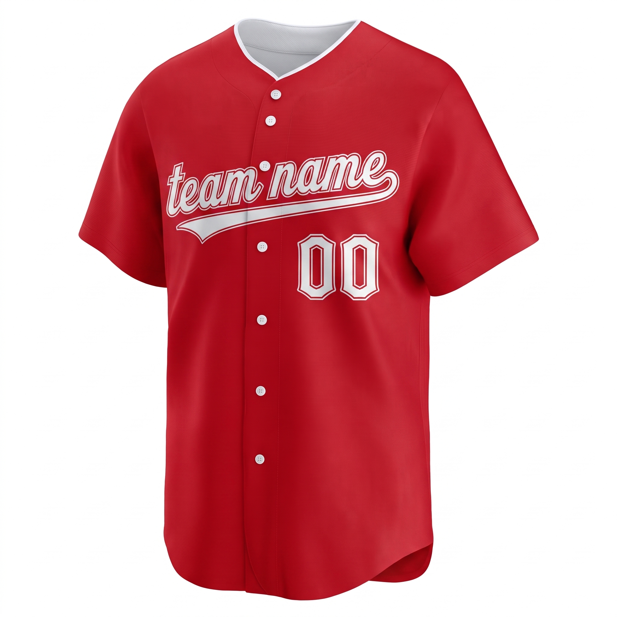 Custom Printed Cleveland Block Letter Style Baseball Jersey Red Navy White Trim Button Down Shirt for Men and Women