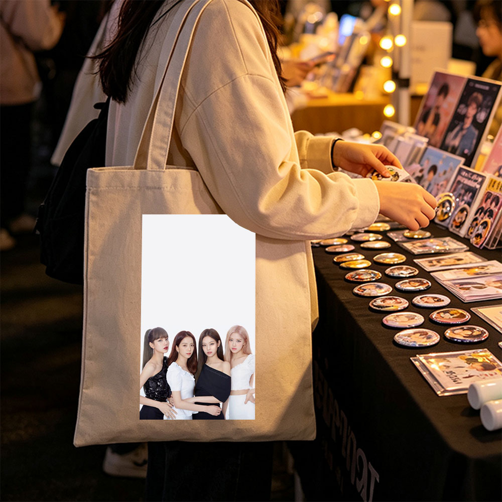 BLACKPINK Group Photo in Elegant Black and White Outfits on a Minimalist Background - Canvas tote bags