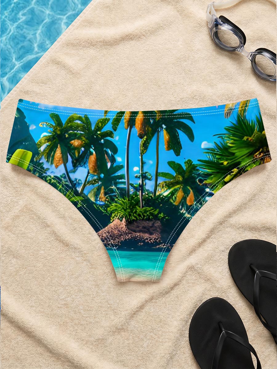 Tropical Paradise Beach with Palm Trees and Crystal Clear Water -  Men's swim trunks