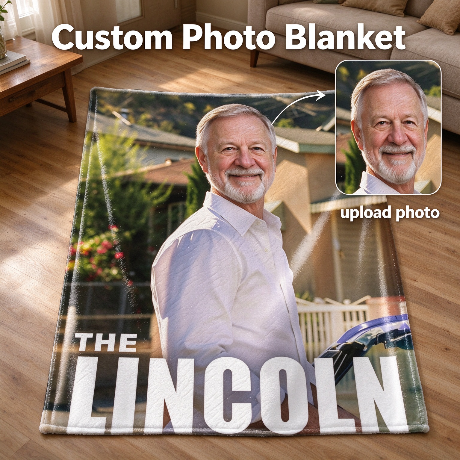 Custom Photo Face Flannel Fleece Blanket, Ultra Soft Anti-Pilling Personalized Portrait Throw, Ideal Keepsake Gift