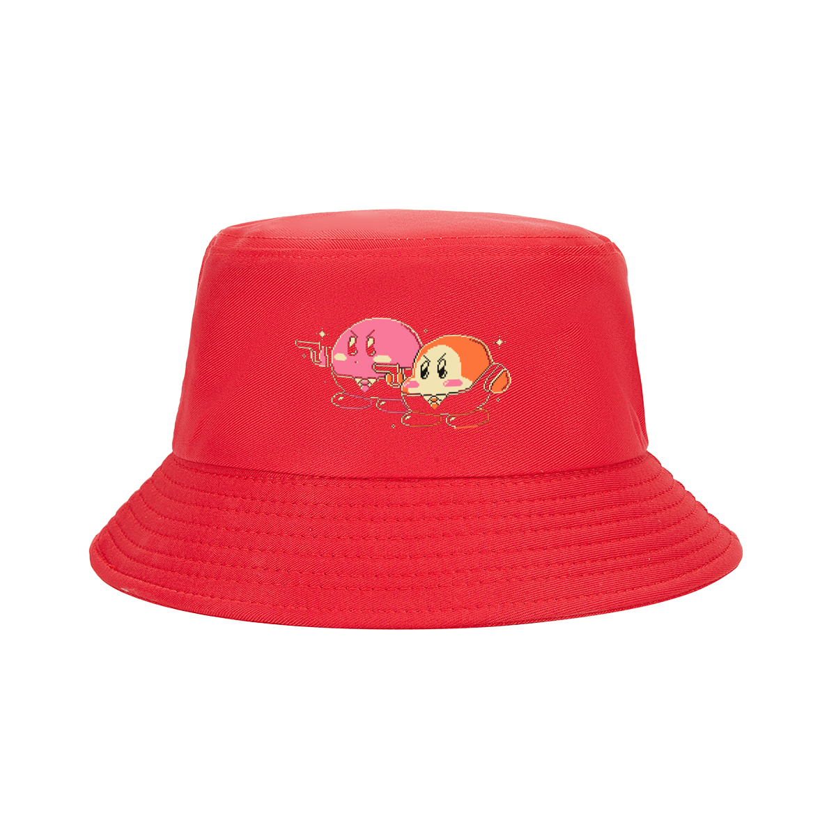 Kirby and Waddle Dee in Pixel Art Style - Fisherman's Hat