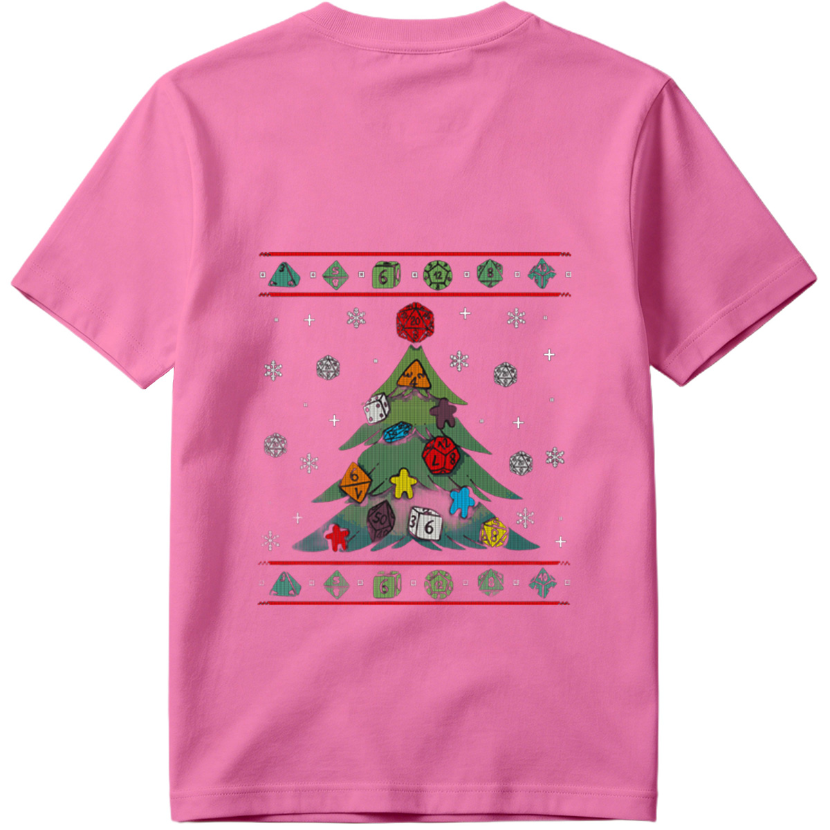 D&D Christmas Tree with Polyhedral Dice Decorations - Tee