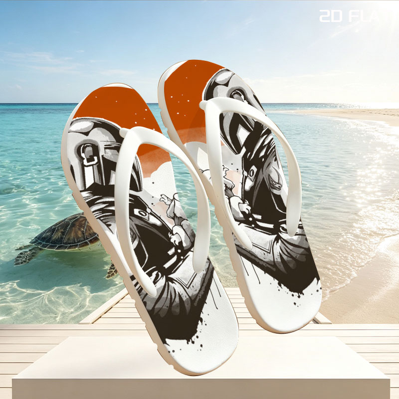 The Mandalorian and Grogu under a twin suns sky -  flip-flops