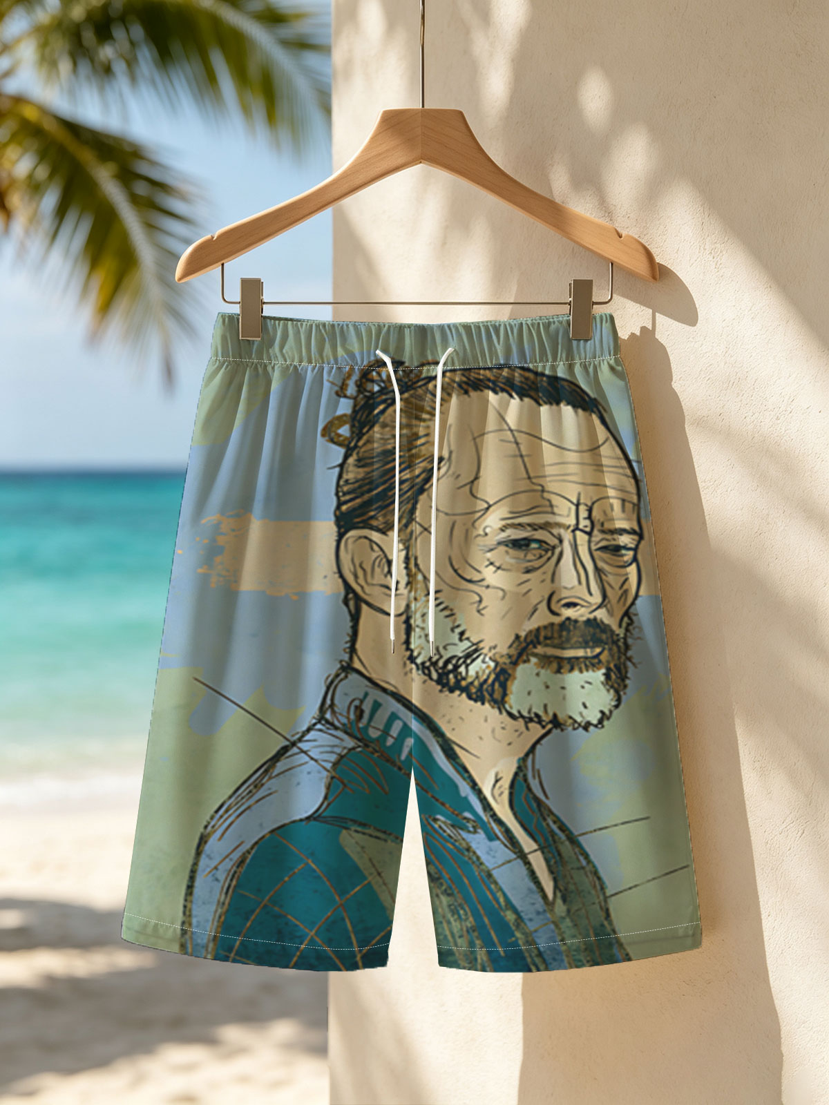 Tilda Swinton as a Wise Elder in a Fantasy Portrait -  Beach shorts