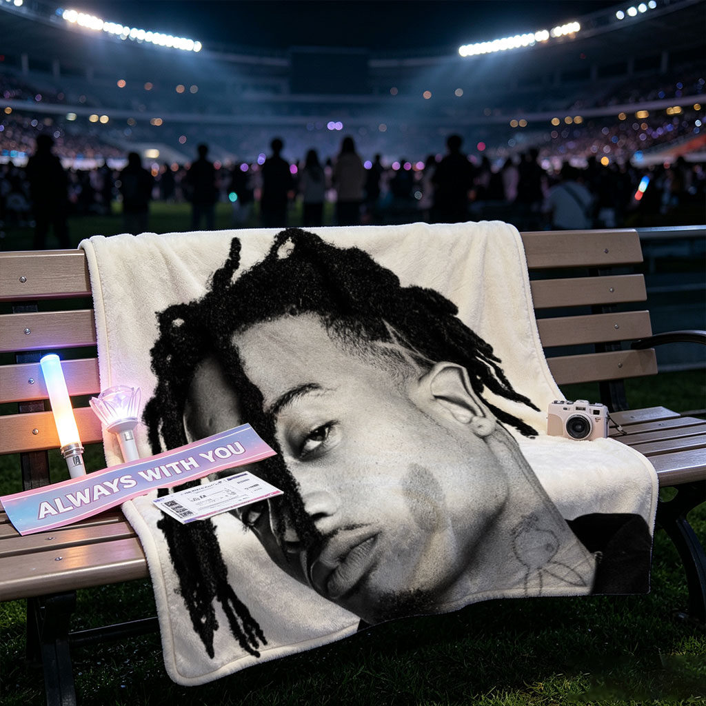 XXXTentacion in a striking black and white portrait with dreadlocks and neck tattoo, captured in a contemplative side profile. - Blankets