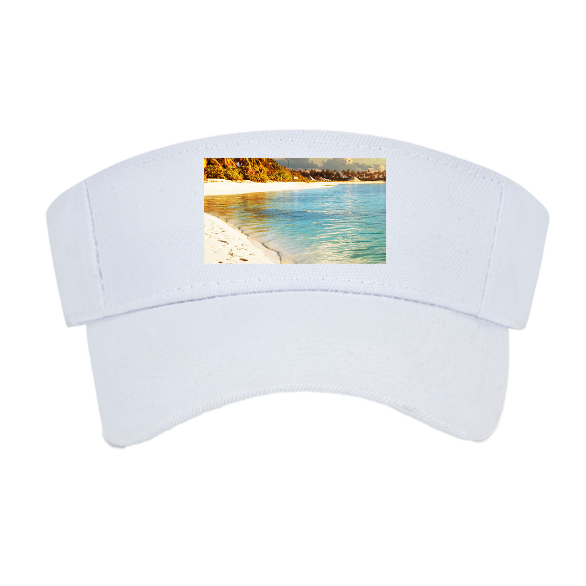 Tropical Beach with Clear Water and Palm Trees -  Visor cap