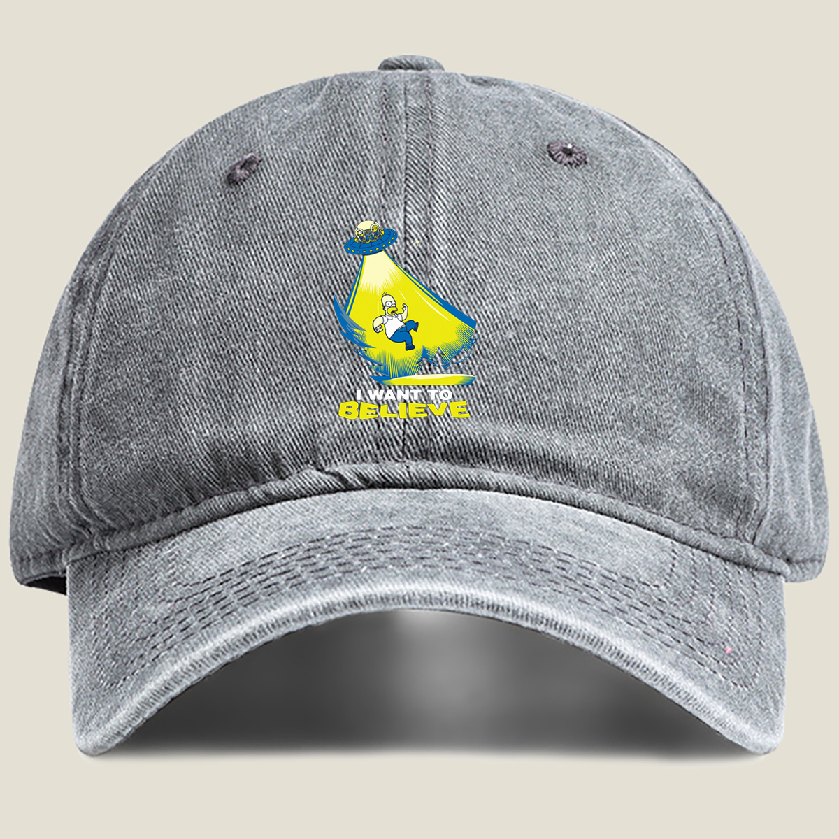 The Simpsons Homer Abduction I Want to Believe - Washed Denim - Baseball Cap