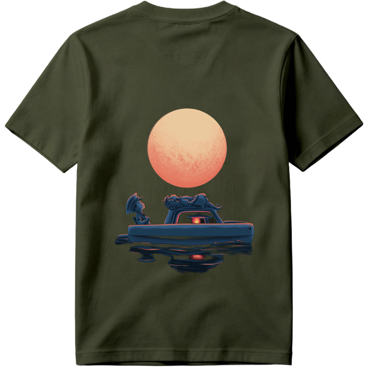 Mario and Bowser in a Boat Under the Moon - Tee