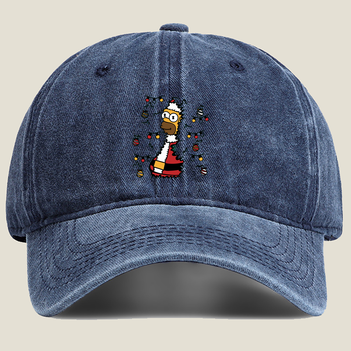 Simpsons Homer Christmas Tree - Washed Denim - Baseball Cap