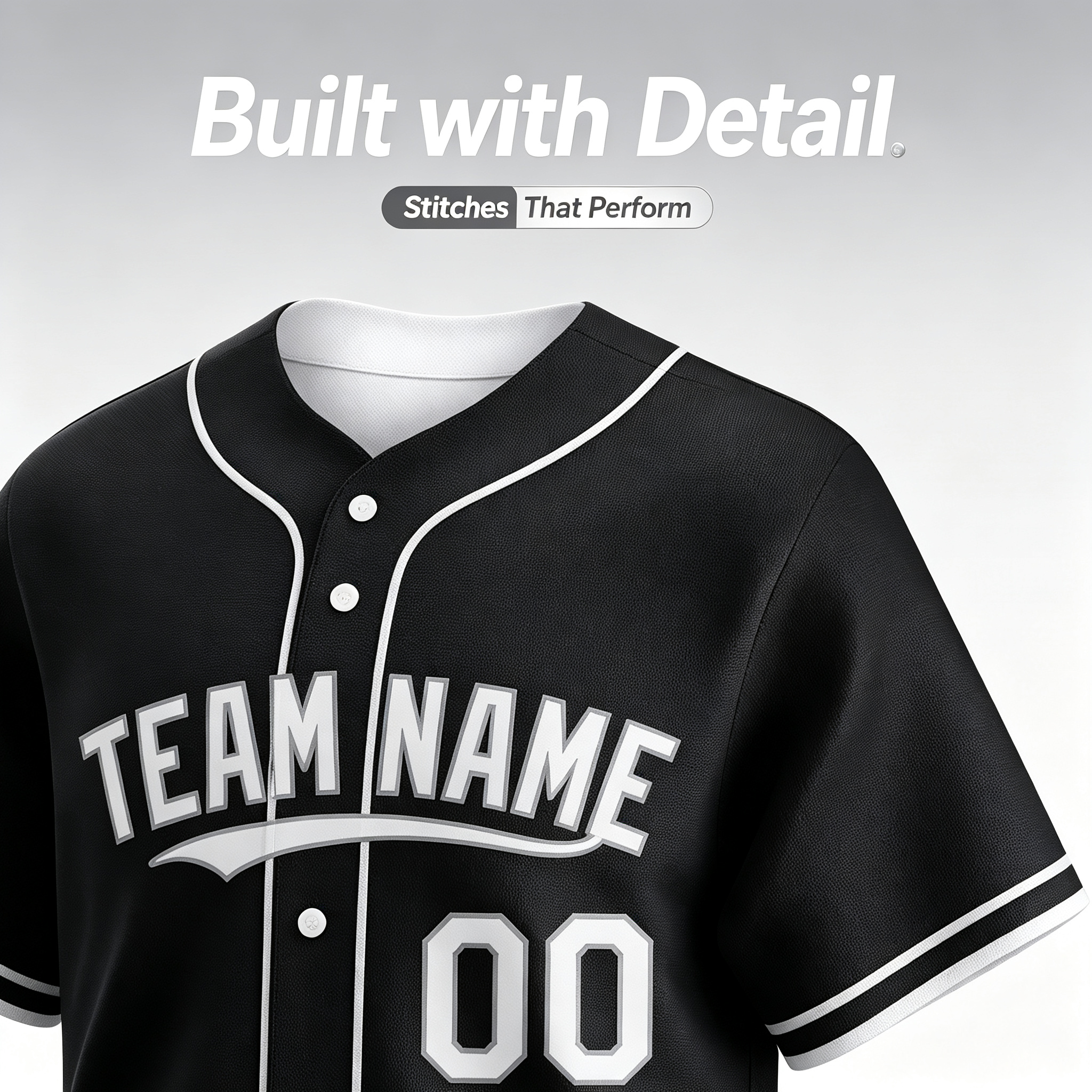 Custom Printed Chicago Southside Style Baseball Jersey Black Short Sleeve Button Down Shirt for Men and Women