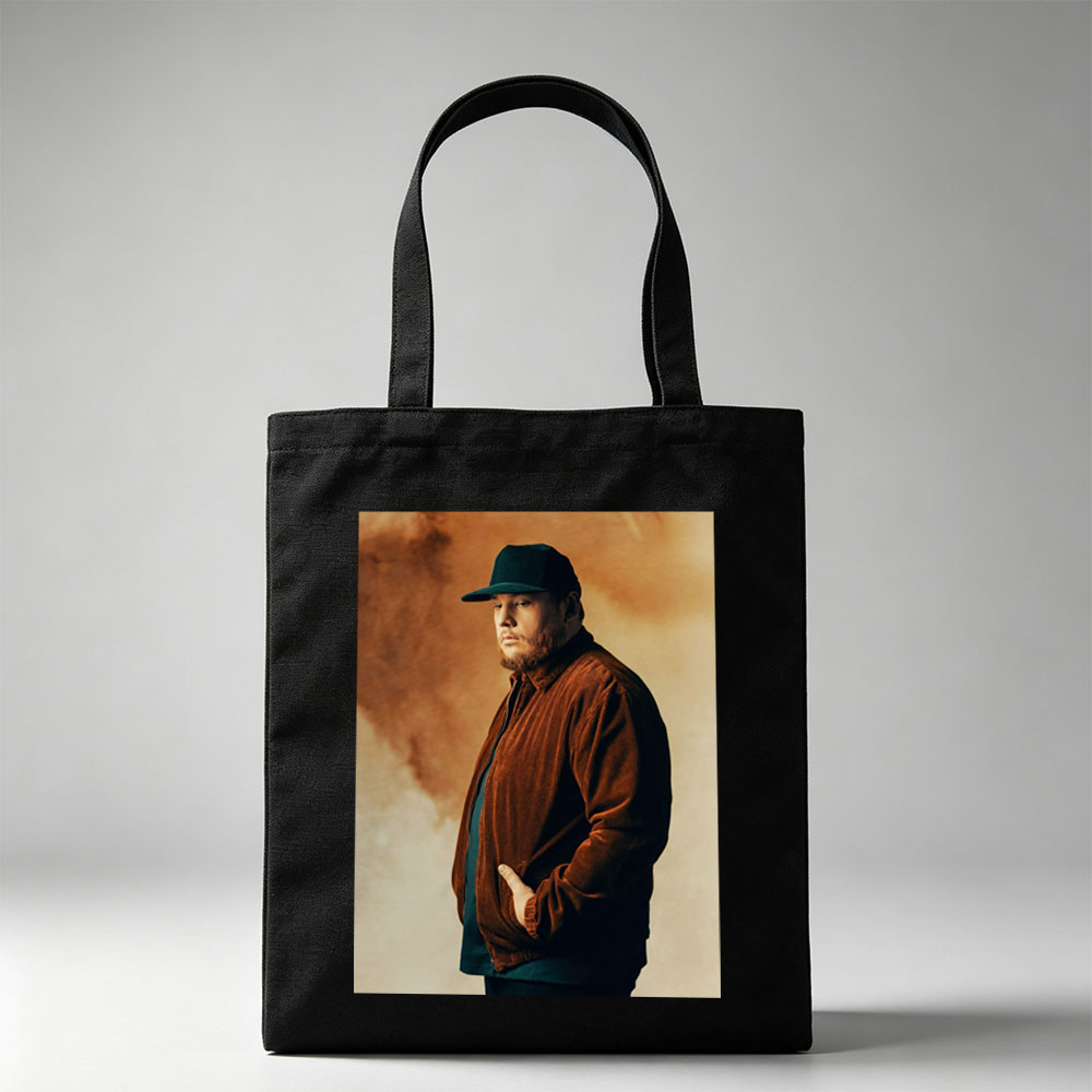 Luke Combs in a Studio Portrait Wearing a Brown Corduroy Jacket and Black Cap - Canvas tote bags