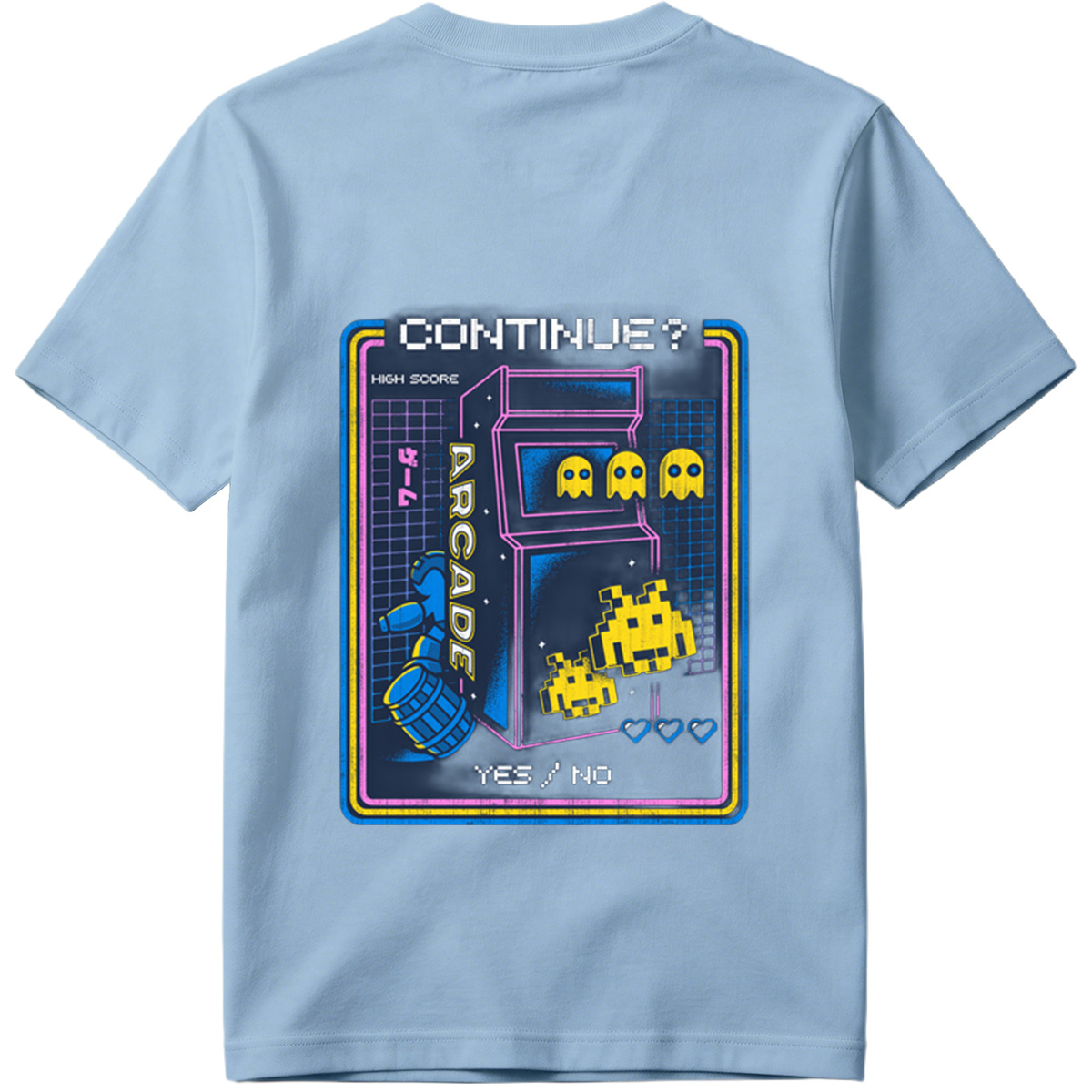 Pac-Man and Space Invaders Arcade Continue Screen - Tee