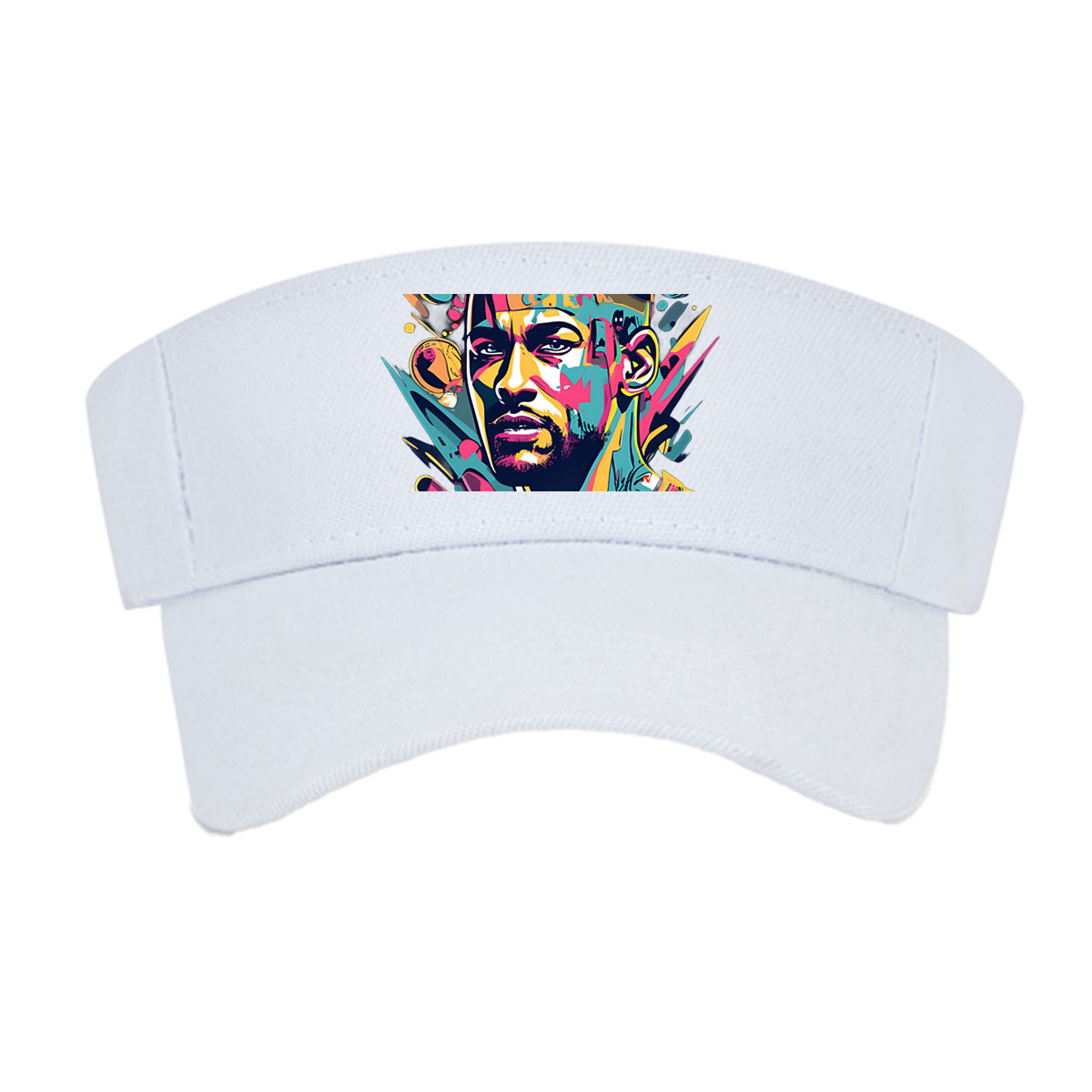 Colorful Abstract Portrait of a Man with Vibrant Patterns and Dynamic Elements -  Visor cap