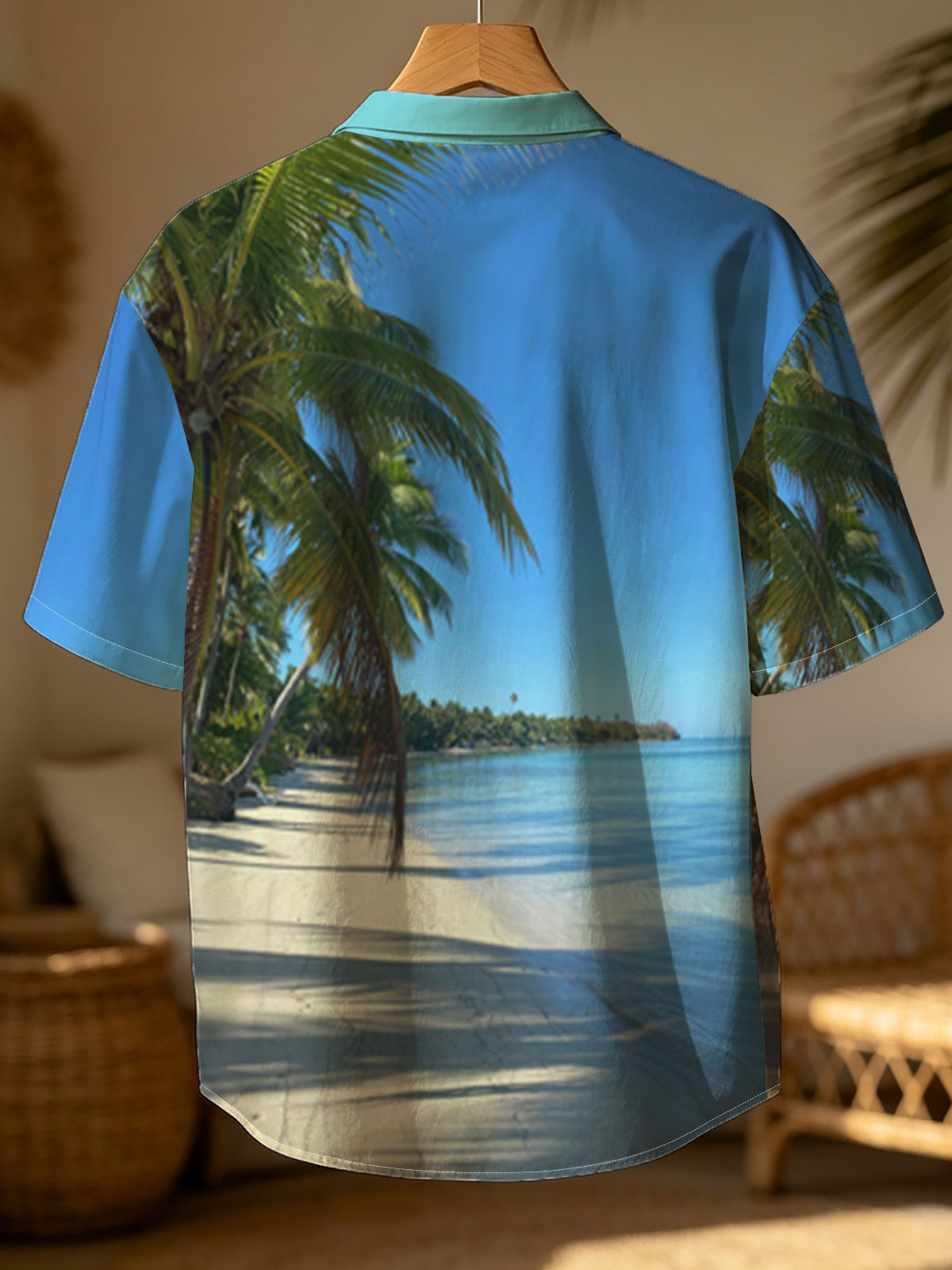 Tropical Beach with Palm Trees and Clear Blue Water -  Shirt
