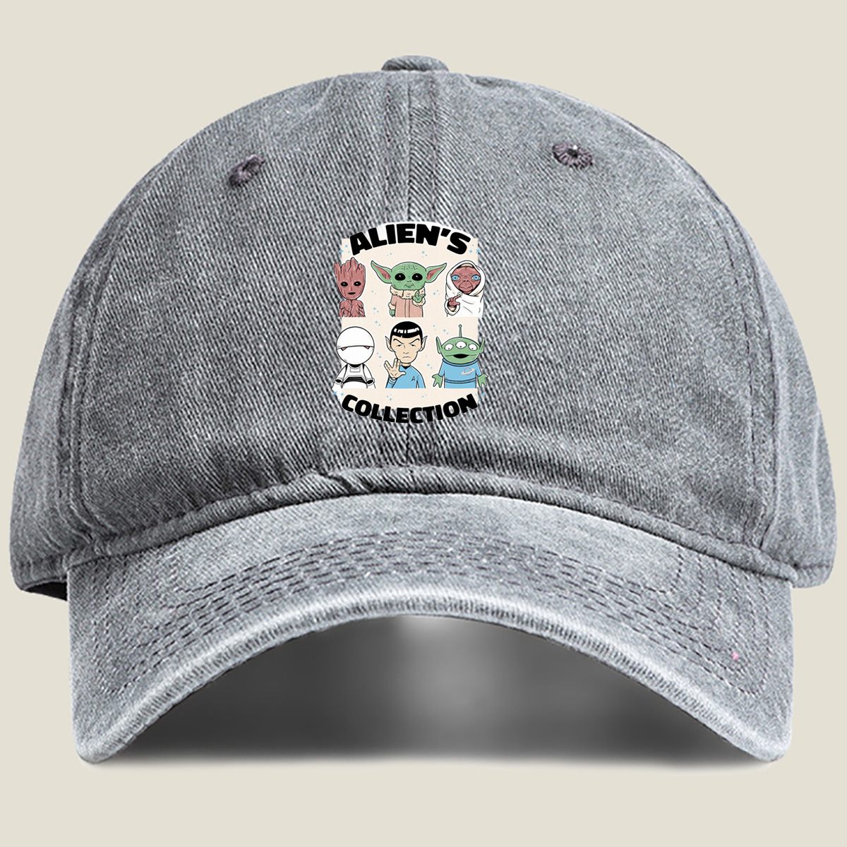 Alien's Collection: Groot, Yoda, Jabba, White Walker, Spock, and Alien - Washed Denim - Baseball Cap