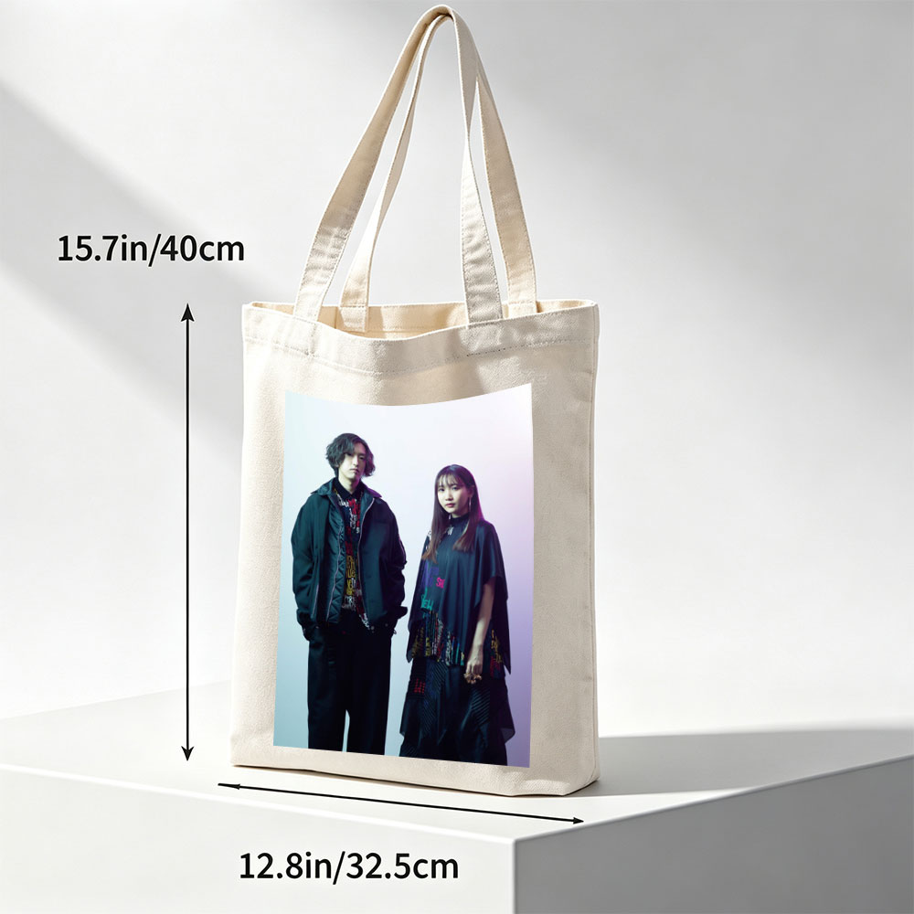 YOASOBI in Studio Portrait - Fashionable Duo Poses Against Gradient Background - Canvas tote bags