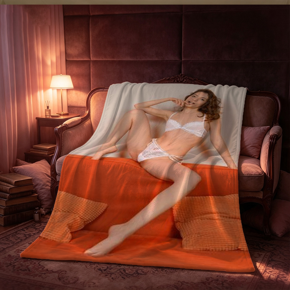 Barbara Palvin nude in studio pose against brick wall - Blanket
