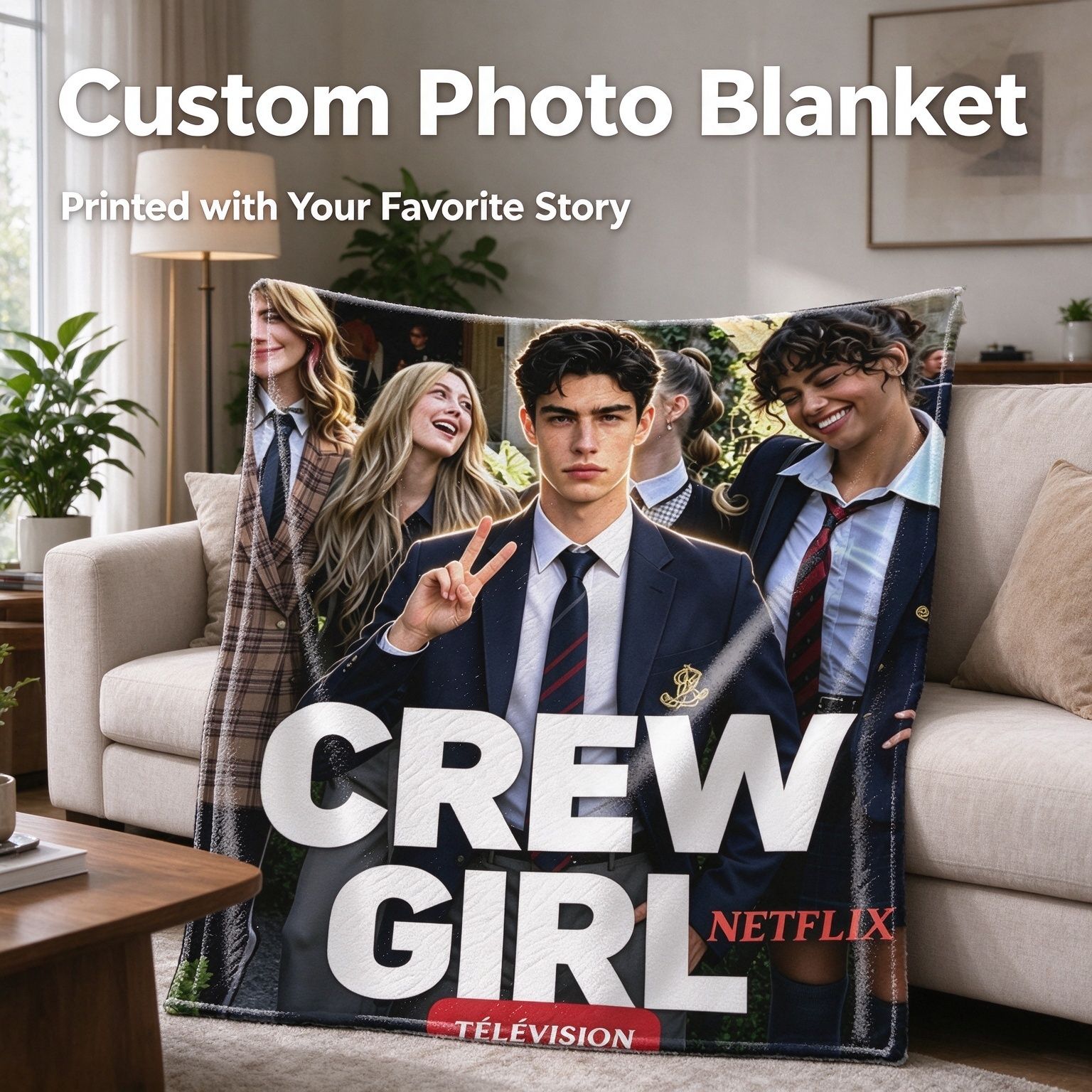 Custom Photo Headshot Blanket Personalized Flannel Throw Ultra Soft Anti-Pilling Fleece Bed Couch Cover Ideal