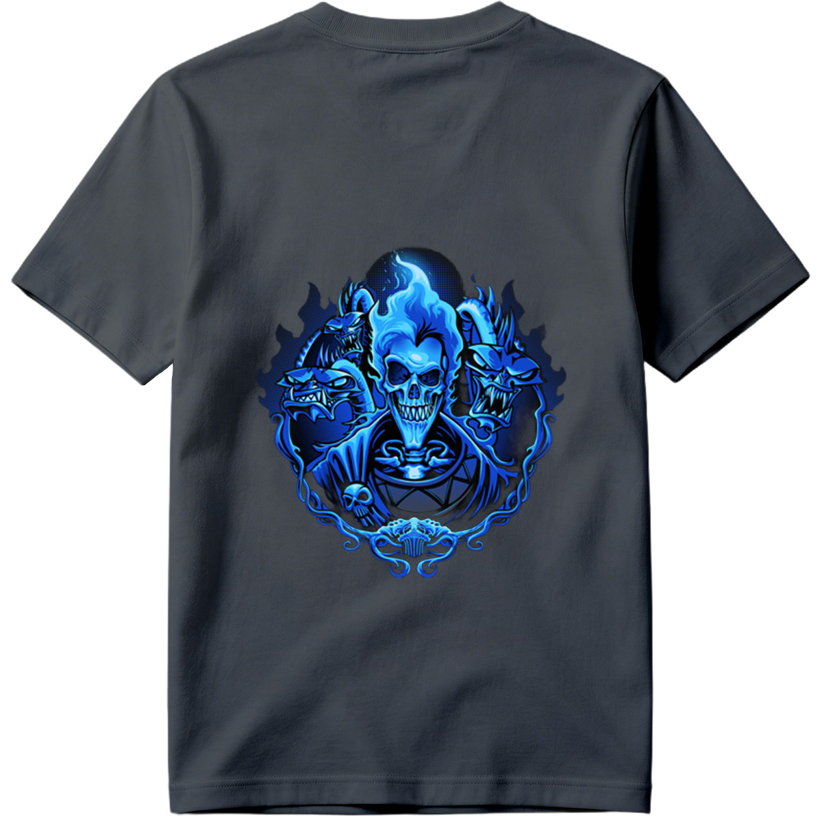 Blue Flame Skull with Demonic Creatures - Tee
