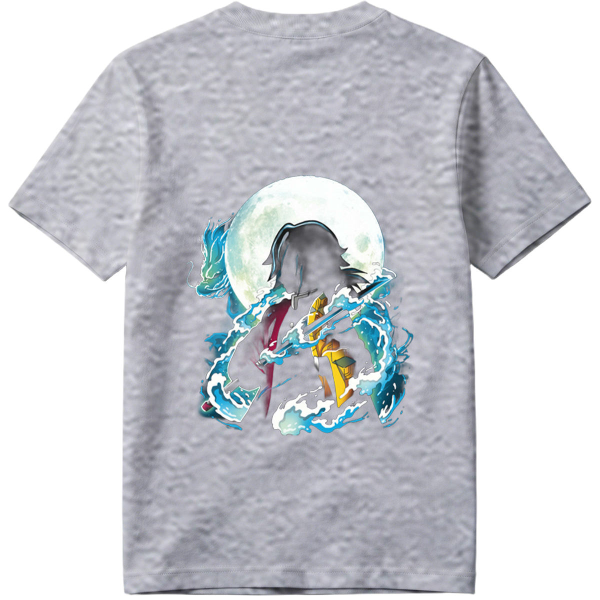 Demon Slayer Tanjiro Kamado Water Breathing Moon Background - Tee