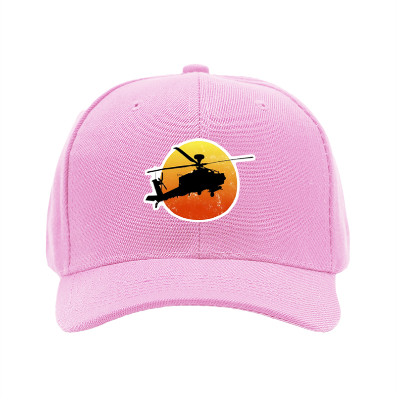 1pc New Baseball Cap Helicopter Silhouette Sunset Print Unisex Adjustable Hat for Outdoor Activities Men Women Casual Streetwear Fashion Accessories