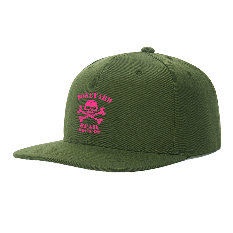 Flat Brim Baseball Cap Boneyard Skull Crossbones Print Streetwear Underground Skate Style for Basketball Court Skate Park Urban Lifestyle Skaters Rappers Streetwear Enthusiasts