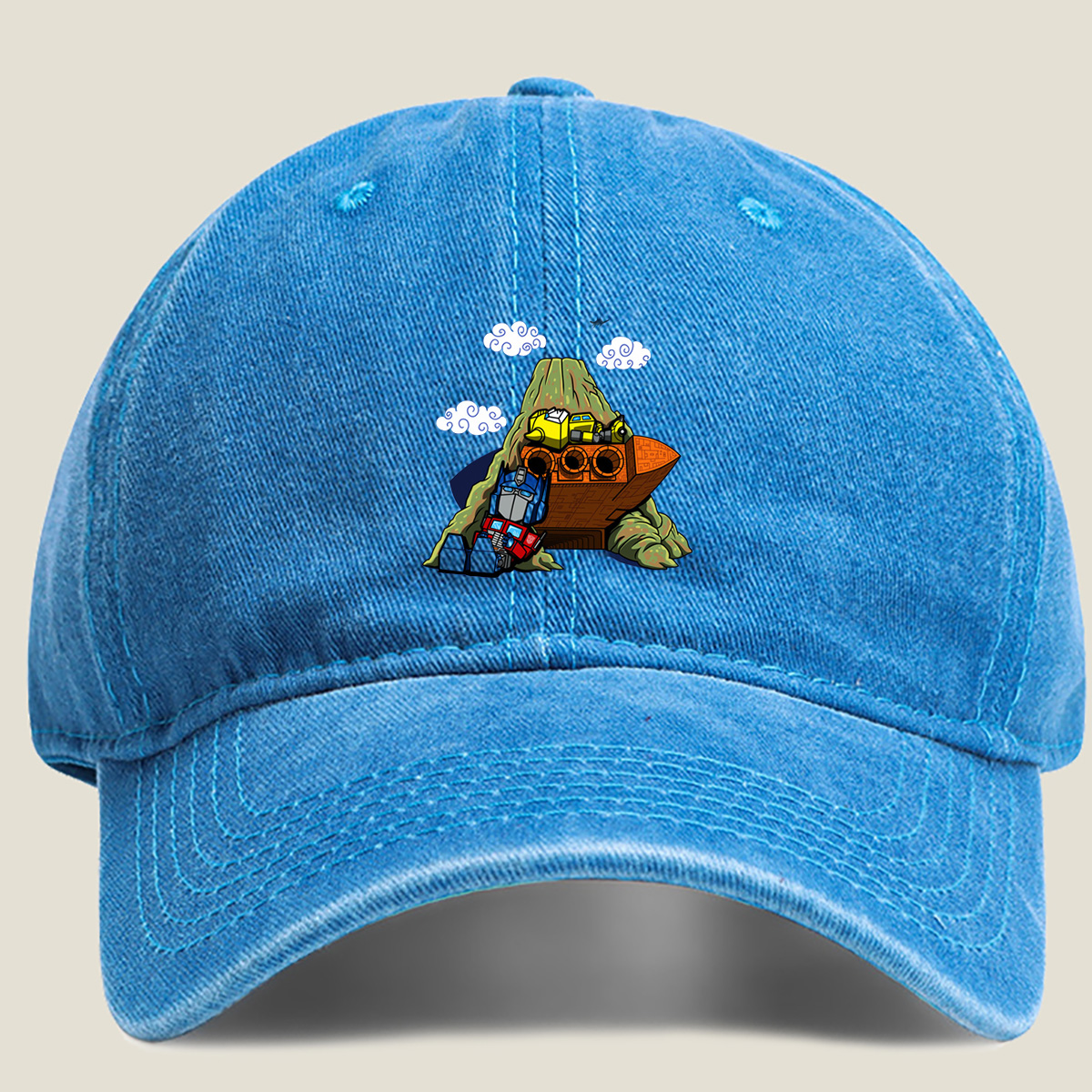 Transformers: Optimus Prime and Bumblebee at the Ark - Washed Denim - Baseball Cap