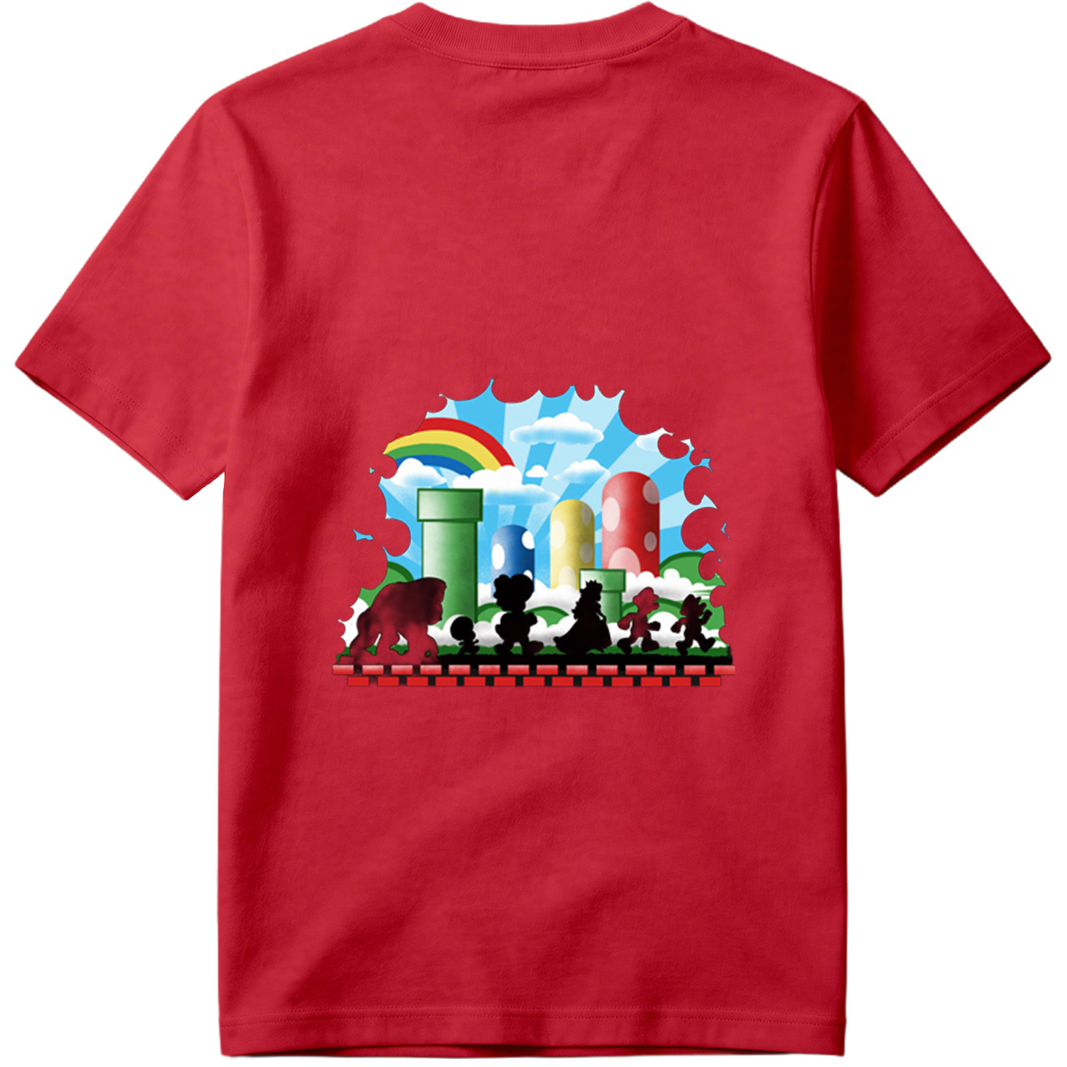 Super Mario Silhouettes: Koopa, Toad, Princess, Mario, and Luigi - Tee