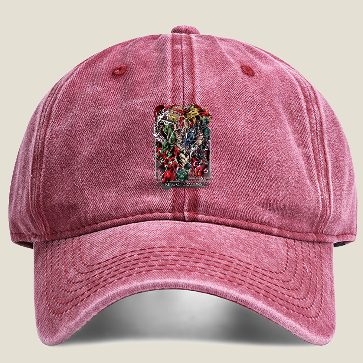 King of Dragons: Multicolored Dragon Ensemble - Washed Denim - Baseball Cap