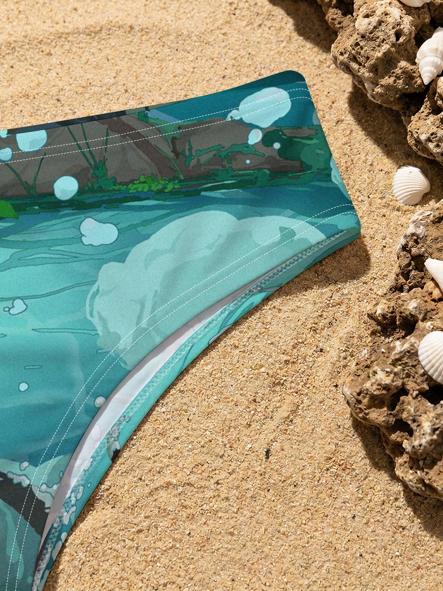 A boy rides a swan through a mystical underwater world beneath a giant tree. -  Men's swim trunks