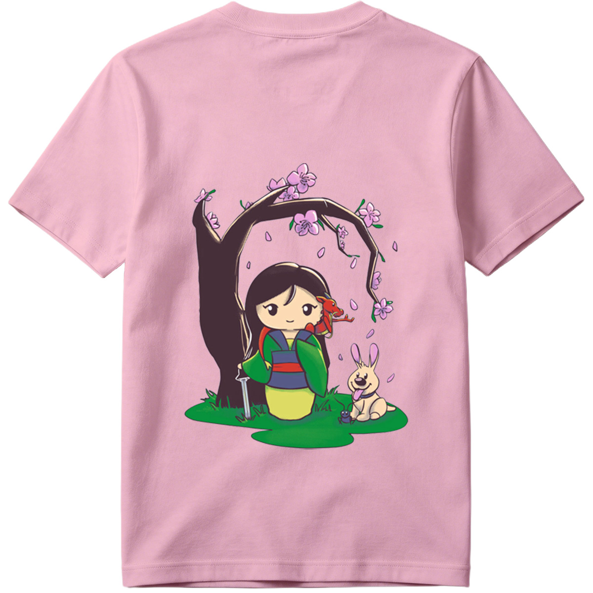 Mulan with Mushu and Cri-Kee Under Cherry Blossom Tree - Tee