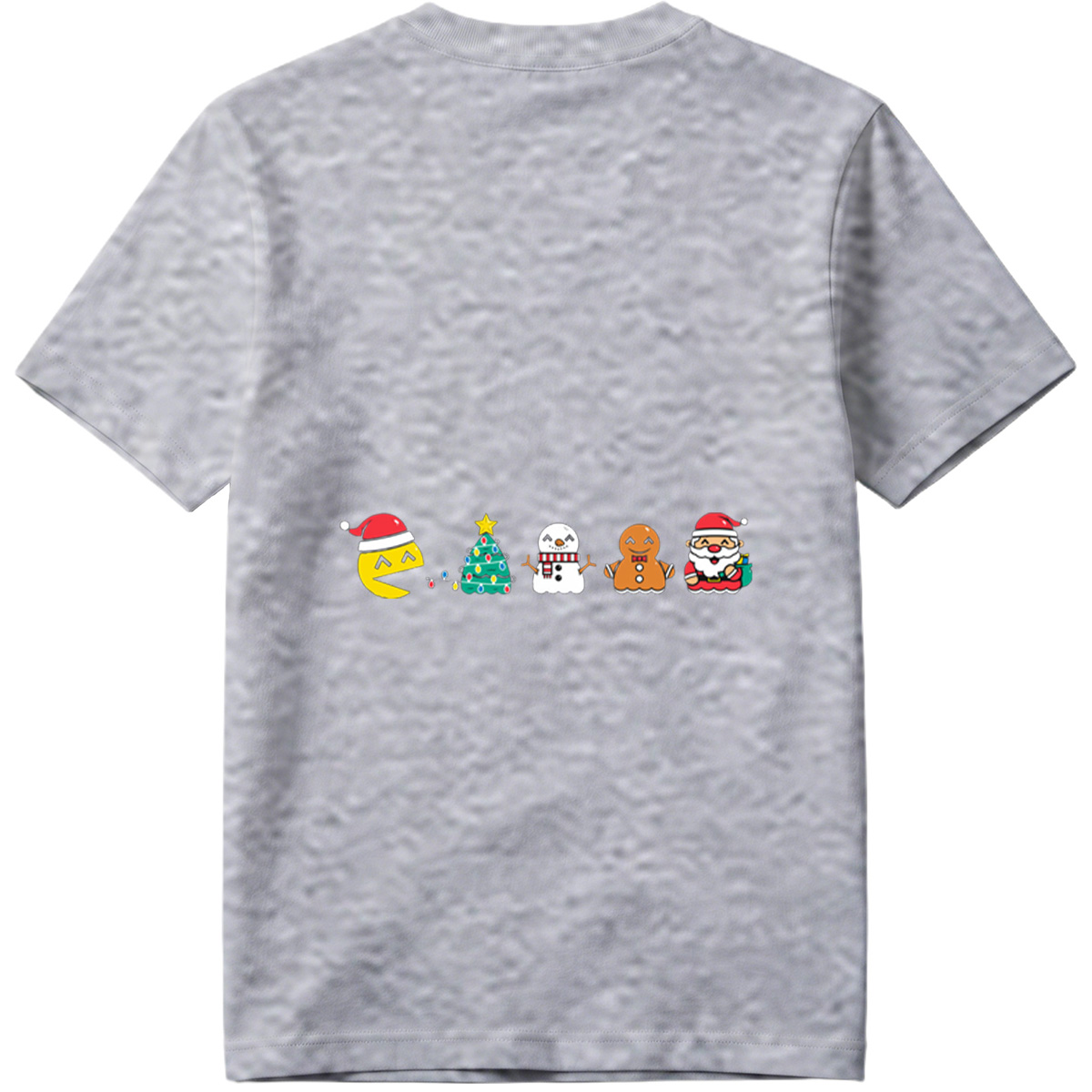 Pac-Man Christmas Characters: Pac-Man, Christmas Tree, Snowman, Gingerbread Man, Santa Claus - Tee