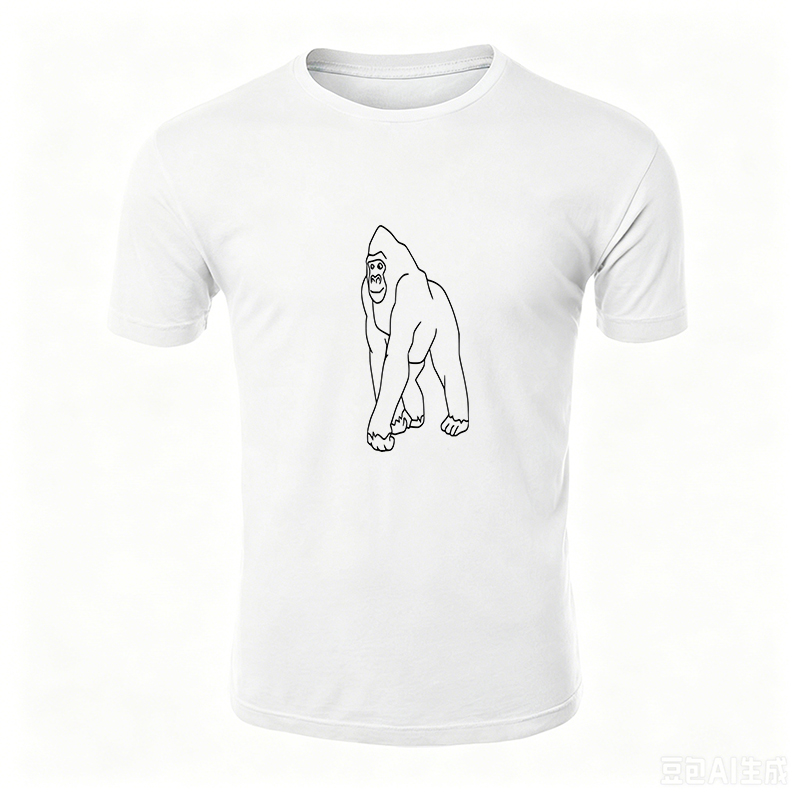 Unisex Classic T-Shirt with Gorilla Outline Graphic Design - Casual Everyday Wear for Men and Women, Perfect for Outdoor Adventures, Travel, and Daily Activities